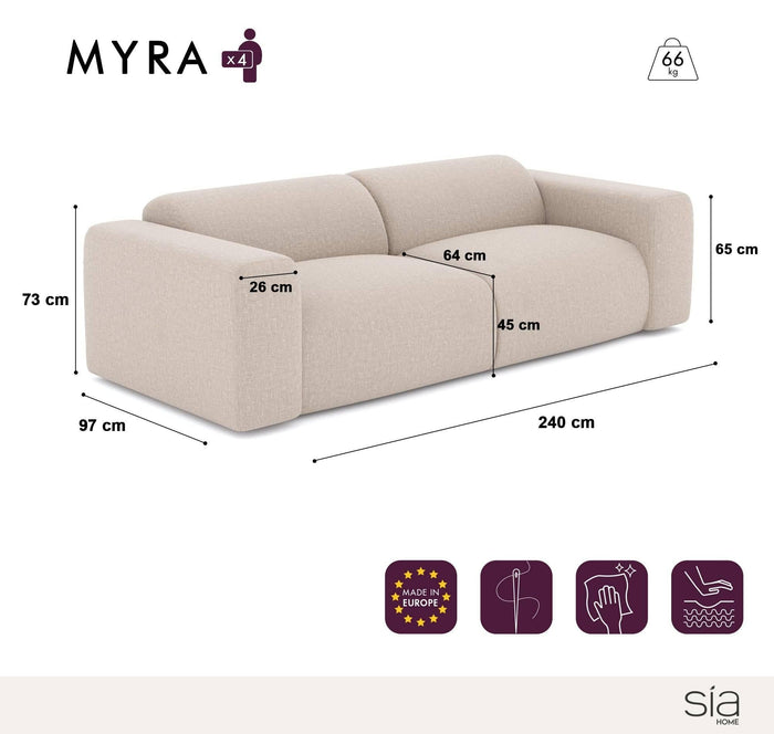 Fluwelen 4-zitsbank met beige patroon