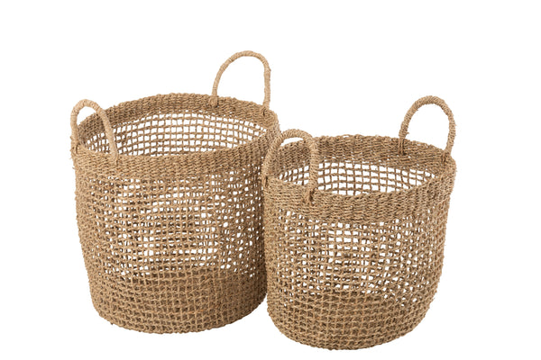 J-Line mand Oasis - zeegras - naturel - 2 stuks