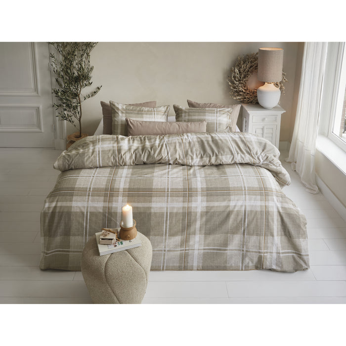 Rivièra Maison Tartan Check Dekbedovertrek 200 x 200/220 cm - Zand