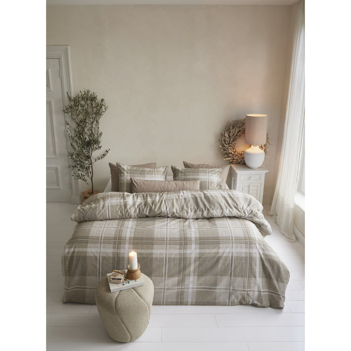 Rivièra Maison Tartan Check Dekbedovertrek 200 x 200/220 cm - Zand