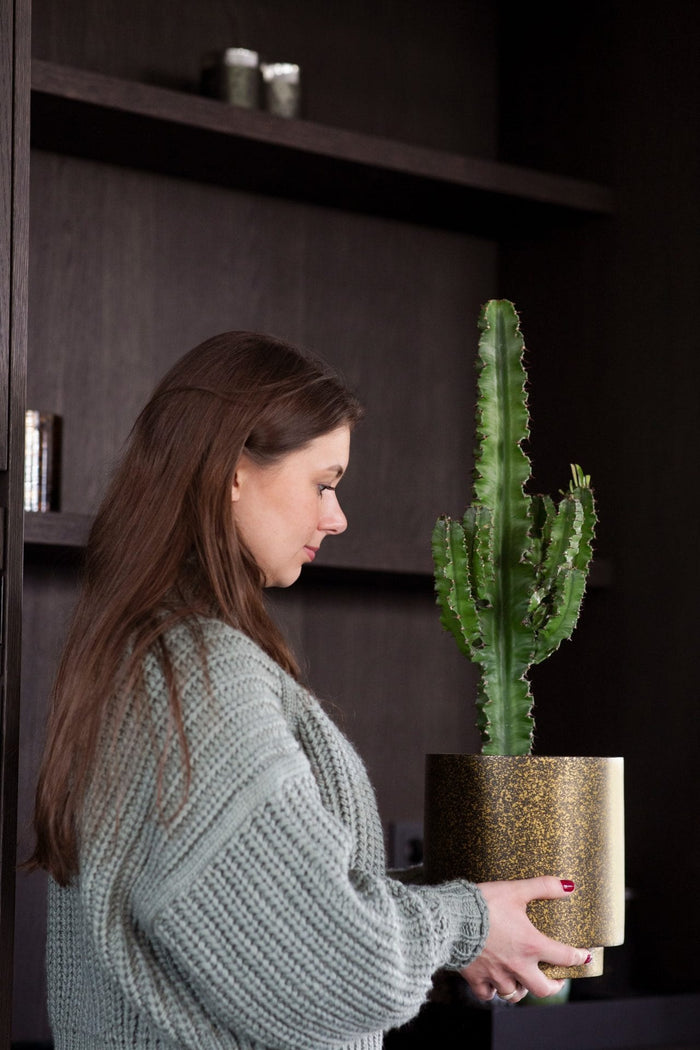 Capi Europe - Vaas cilinder Terrazzo  - 15x17 - Goud