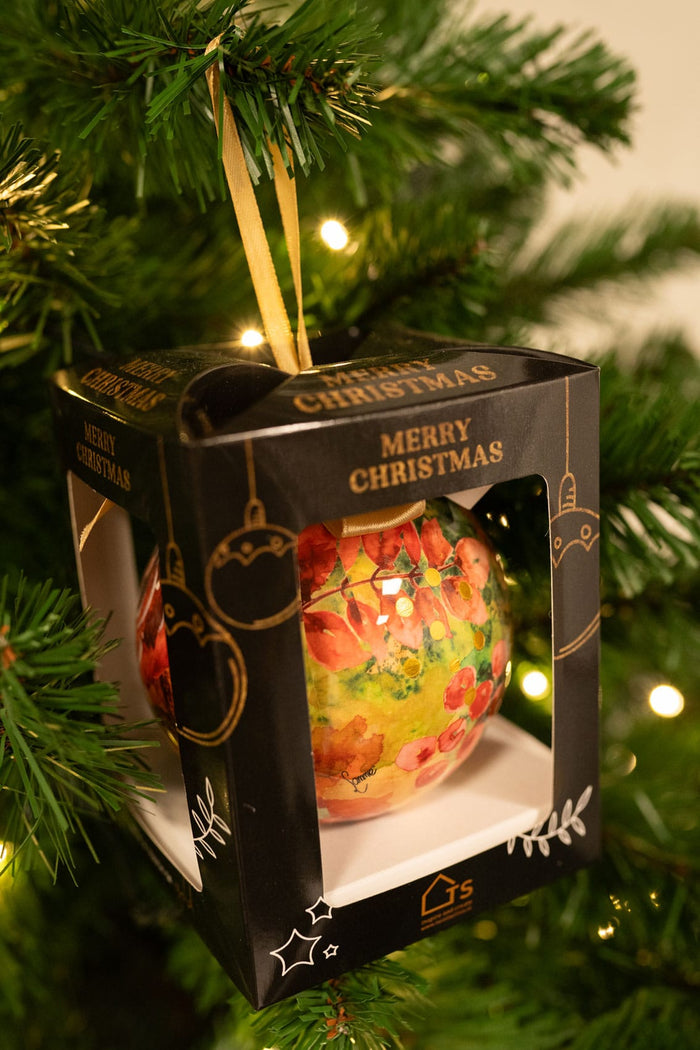 TS Collection - Kerstbal Rose rouge - Geschenkverpakking