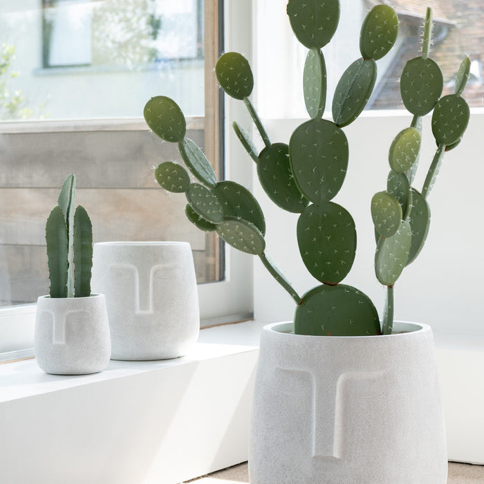 J-Line bloempot Moai - keramiek - wit - 3 stuks - Ø 44 cm