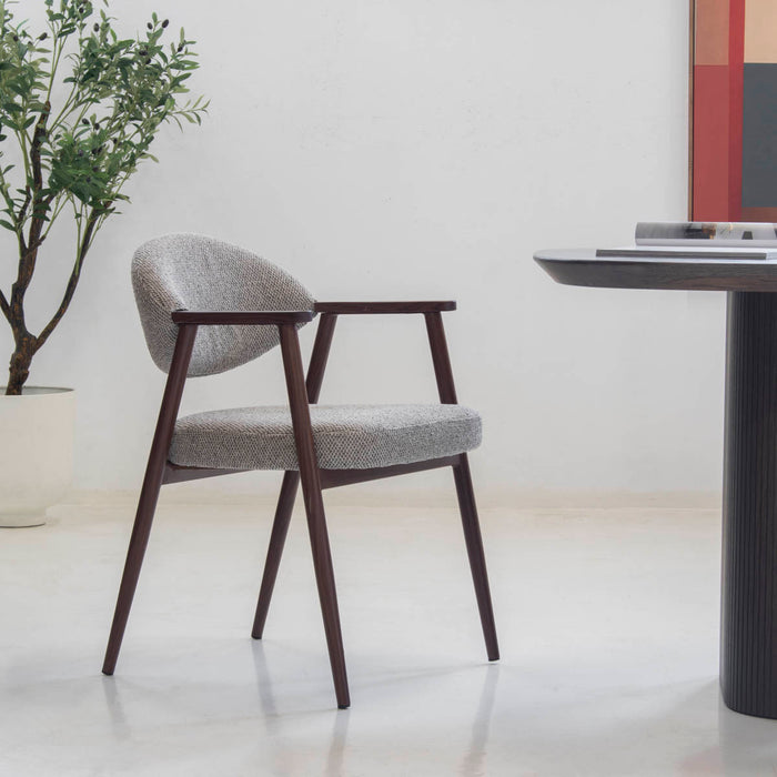 DÉJA Living - Eetkamerstoel Taupe|Walnoot - Karup - Set van 2