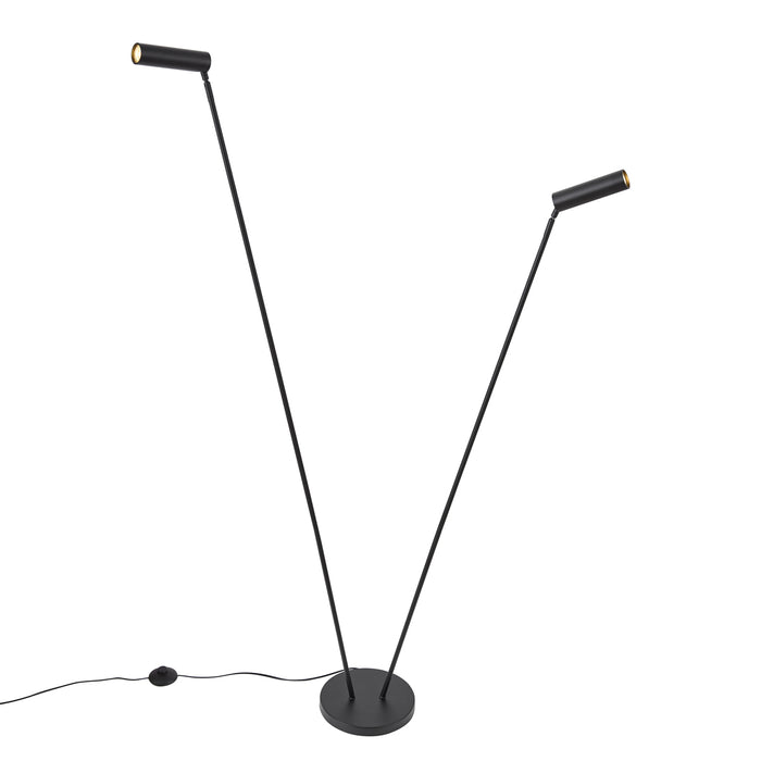 QAZQA Moderne vloerlamp zwart 2-lichts GU10 35mm - Thomas