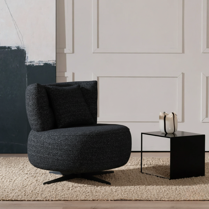 Bronx71 Fauteuil Fallon draaibaar gemêleerde stof zwart