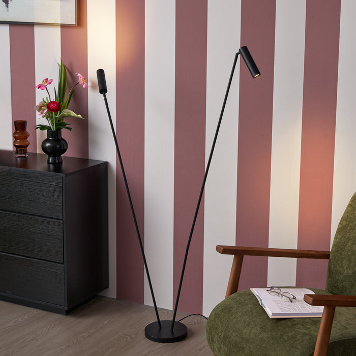 QAZQA Moderne vloerlamp zwart 2-lichts GU10 35mm - Thomas