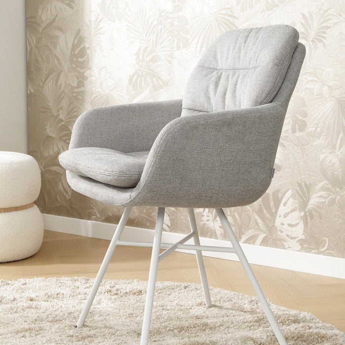 Nolon Noa-Mia Eetkamerstoel Grijs - met Armleuning - Wit