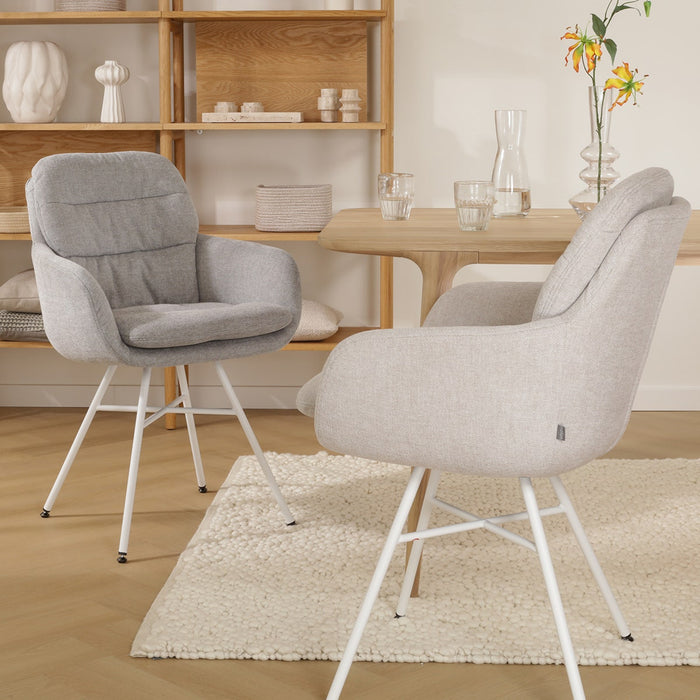 Nolon Noa-Mia Eetkamerstoel Grijs - met Armleuning - Wit