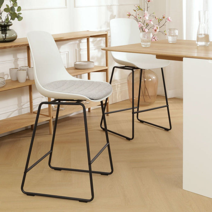 Nolon Nino-Liv Barkruk Wit - Lichtgrijs Kussen - Zwart Frame - 65cm