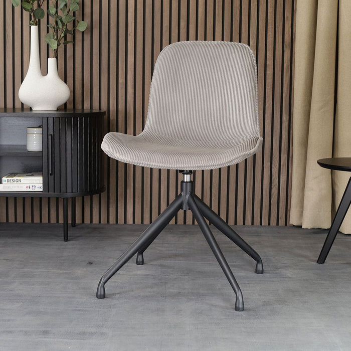 Nolon Nola-Fé Eetkamerstoel Rib Warm Grijs - Draaibaar Zwart Onderstel