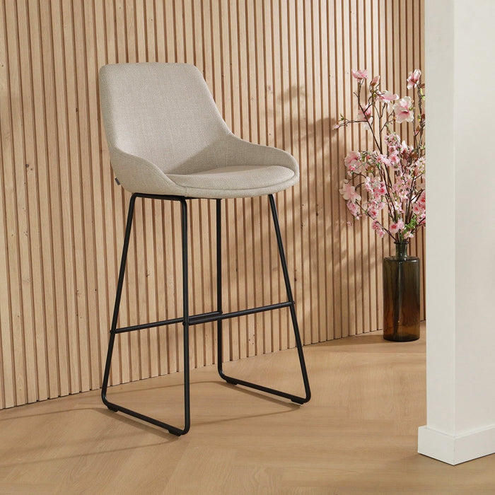 Nolon Nino-Isa Barkruk Beige - Stof - Zwart Onderstel - 65 cm
