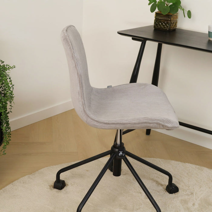 Nolon Nout-Fé Bureaustoel Ribstof Warm Grijs - Stof - Zwart Onderstel