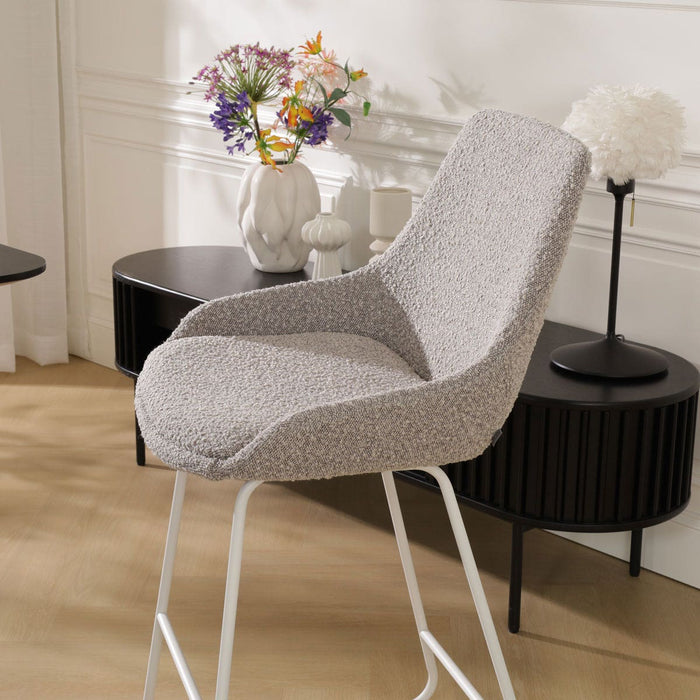 Nolon Nino-Isa Barkruk Bouclé Taupe - Stof - Wit Onderstel - 75 cm