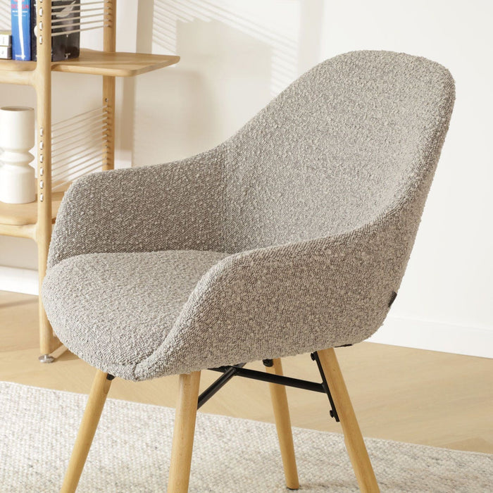Nolon Nena-Mae Eetkamerstoel Bouclé Taupe - Armleuning - Stof