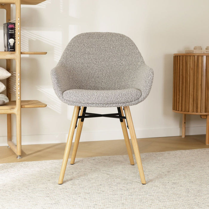 Nolon Nena-Mae Eetkamerstoel Bouclé Taupe - Armleuning - Stof