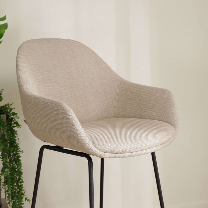 Nolon Nino-Mae Barkruk Beige - met Armleuning - Zwart - 75 cm