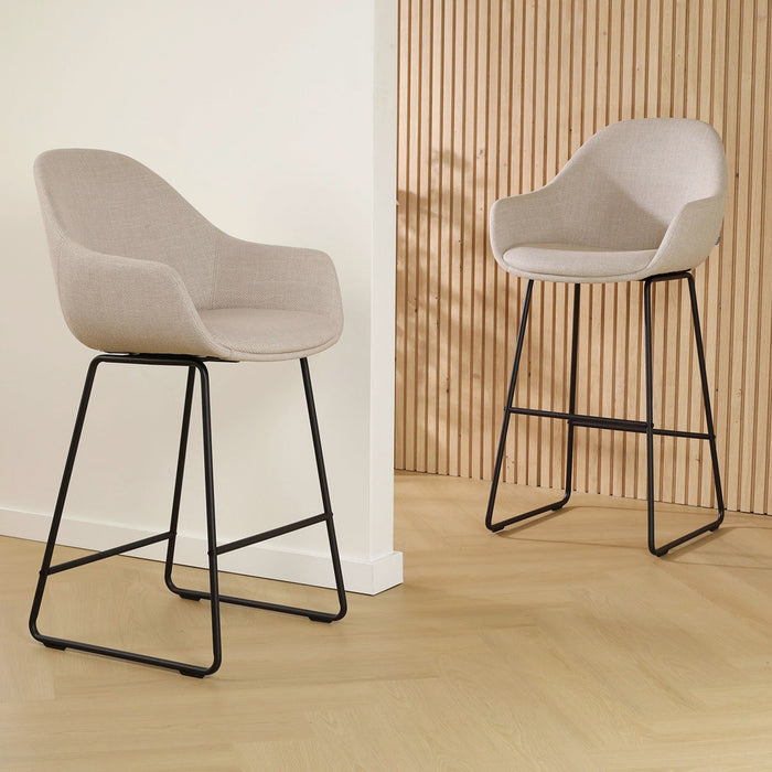 Nolon Nino-Mae Barkruk Beige - met Armleuning - Zwart - 75 cm