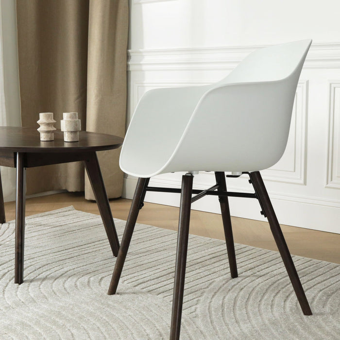 Nolon Nena-Puk Eetkamerstoel Wit - Armleuning - Walnoot Onderstel