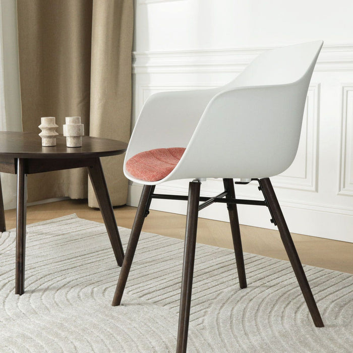 Nolon Nena-Liz Eetkamerstoel Wit - Terracotta Kussen - Walnoot