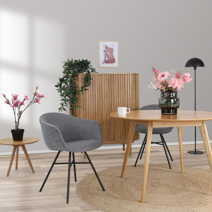 Nolon Noa-Otis Eetkamerstoelen Set van 2 - Donkergrijs - Zwarte Poten