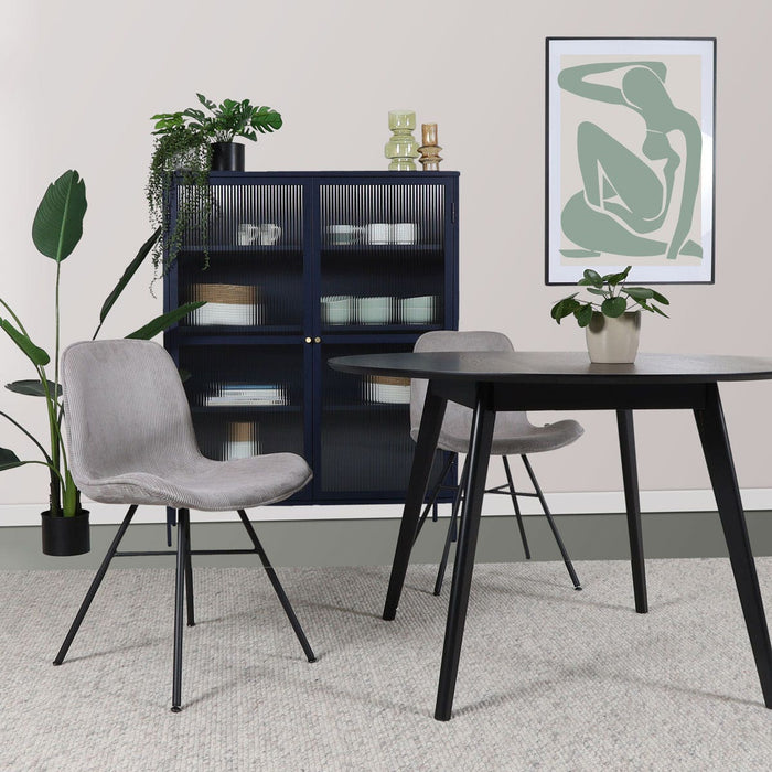 Nolon Noa-Fé Eetkamerstoel Ribstof Warm Grijs - Stof - Zwart Onderstel