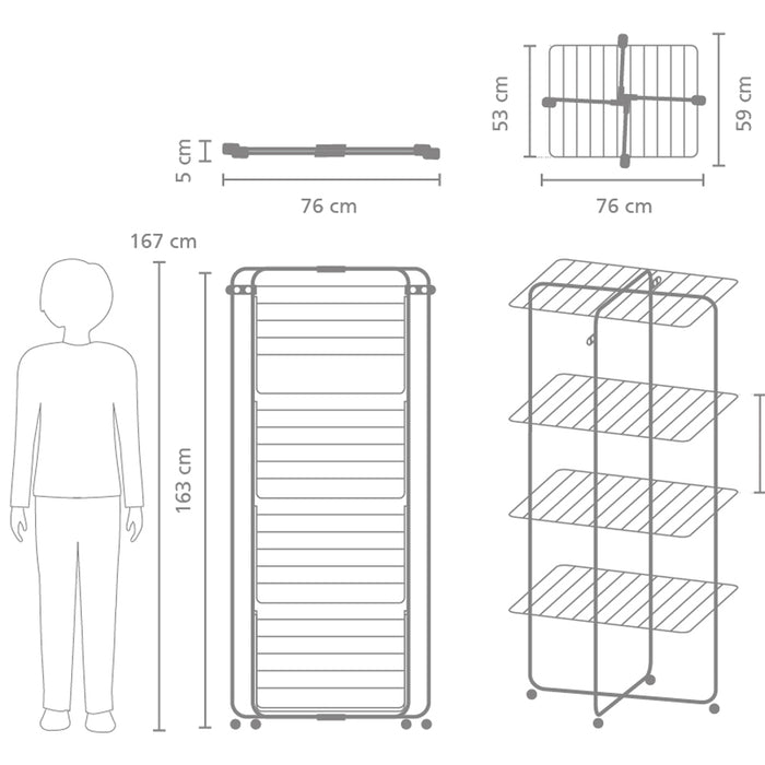 Brabantia HangOn Droogtoren 30 m - Matt Black