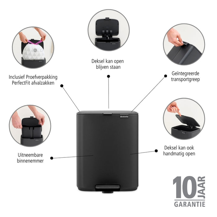 Brabantia Bo Pedaalemmer 12 L - Mineral Infinite Grey