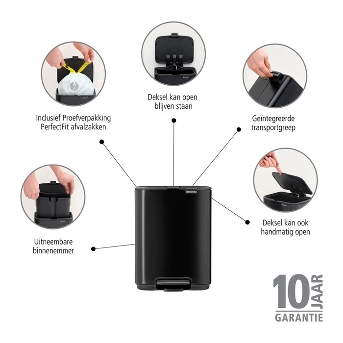 Brabantia Bo Pedaalemmer 4 L - Matt Black