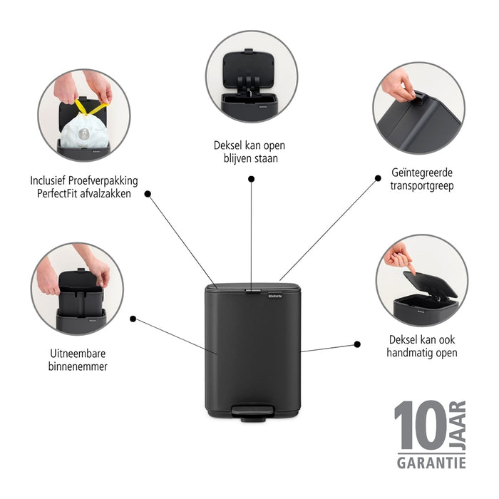 Brabantia Bo Pedaalemmer 4 L - Mineral Infinite Grey