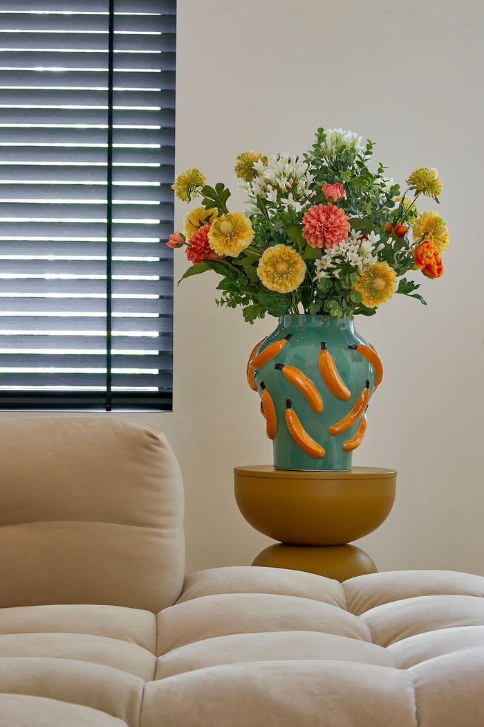 Mica Decorations Moza Vaas - H30 x Ø27 cm - Keramiek - Groen, Geel