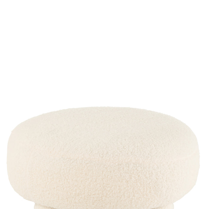 J-Line kruk Rond Teddy voeten Bouclé - textiel - wit
