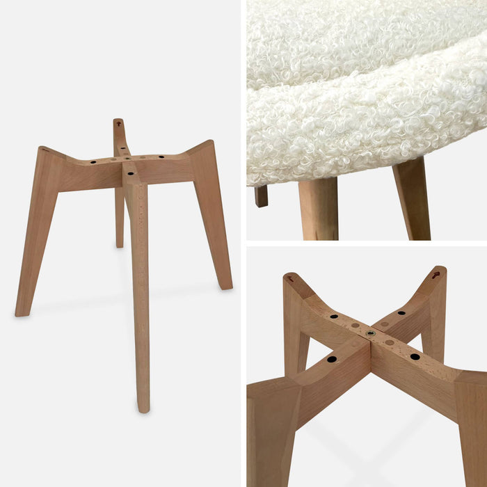 sweeek - Scandinavische boucléstoel met houten poten (set van 4)