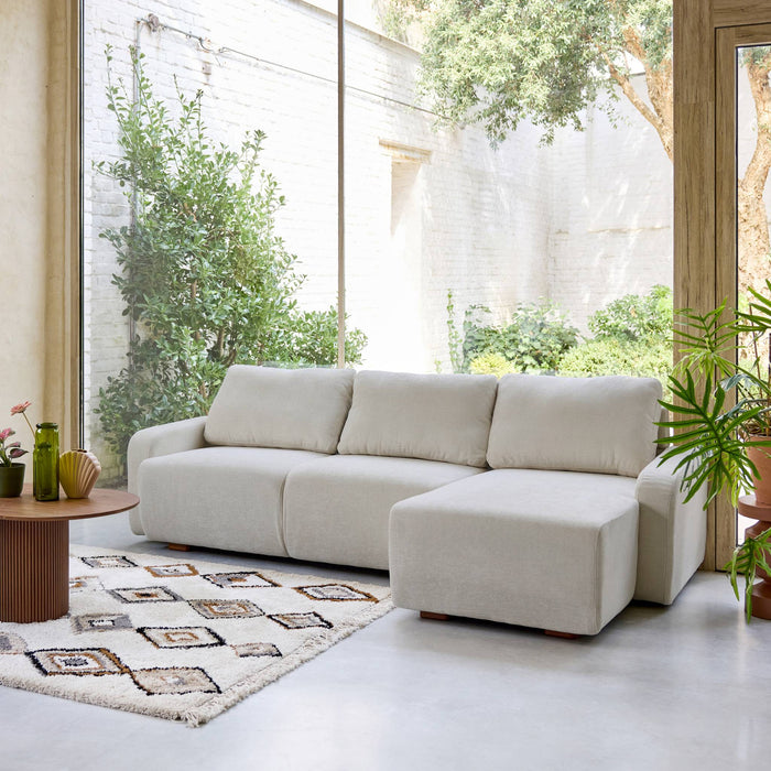 sweeek - Hoekbank rechts 3 zitplaatsen stof