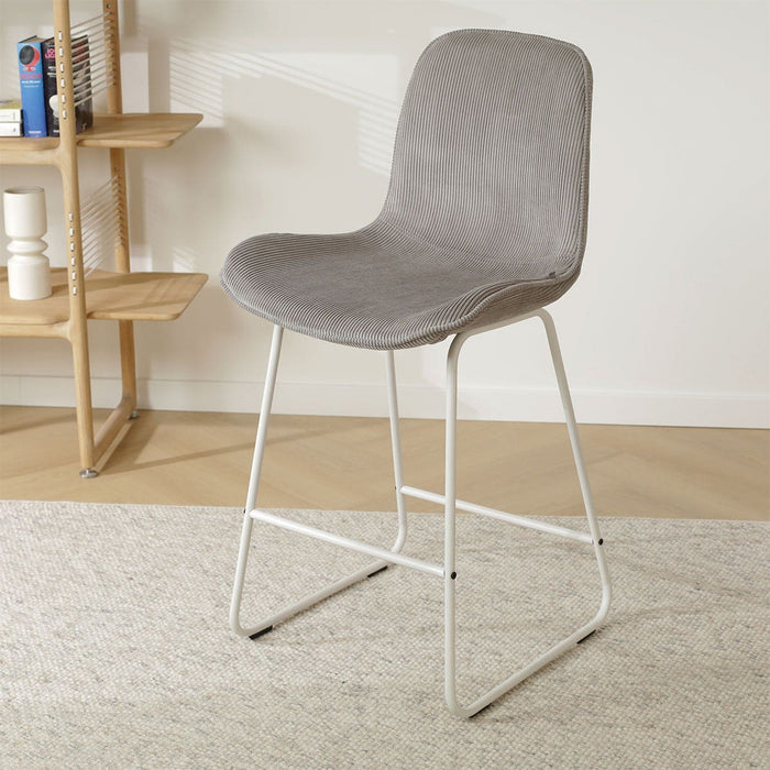 Nolon Nino-Fé Barkruk Ribstof Warm Grijs - Wit Onderstel - 65 cm