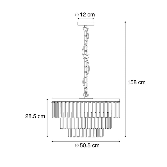 QAZQA Moderne kroonluchter zwart met smoke glas 9-lichts - Amel