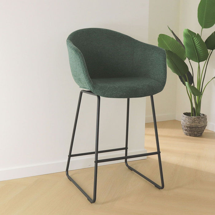 Nolon Nino-Otis Barkruk Donkergroen - met Armleuning - Zwart - 65 cm