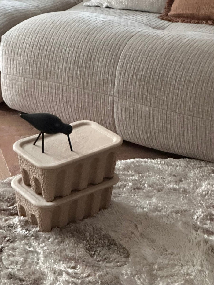 Rond hoogpolig vloerkleed Odelia stone - Interieur05 - 200 x 200 cm