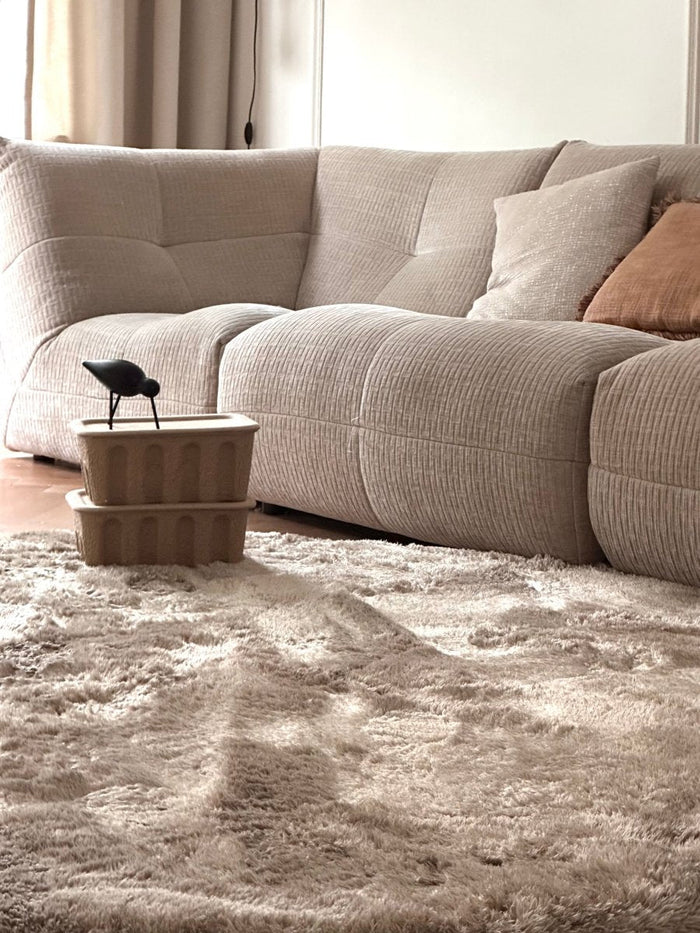 Rond hoogpolig vloerkleed Odelia stone - Interieur05 - 160 x 160 cm