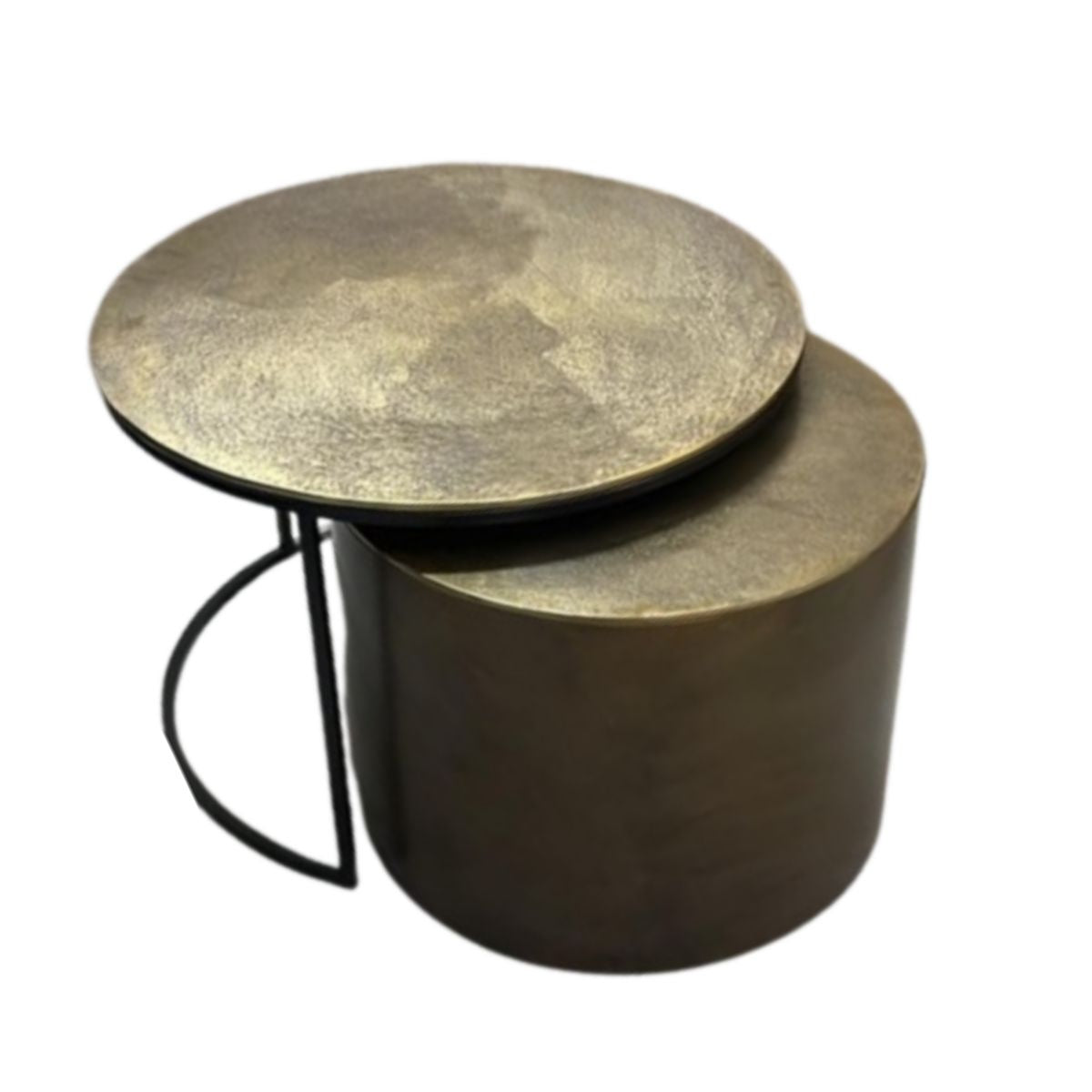 StarFurn - Salontafel Rond Goud Metaal - Set van 2 - Luna