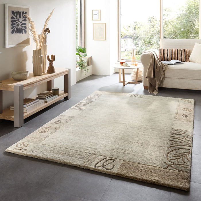 Theko Handgeknoopt wollen tapijt Nakarta 60x90 cm - Beige