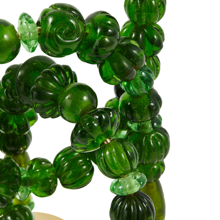 POLSPOTTEN Beads Kandelaar H 38 cm - Donkergroen