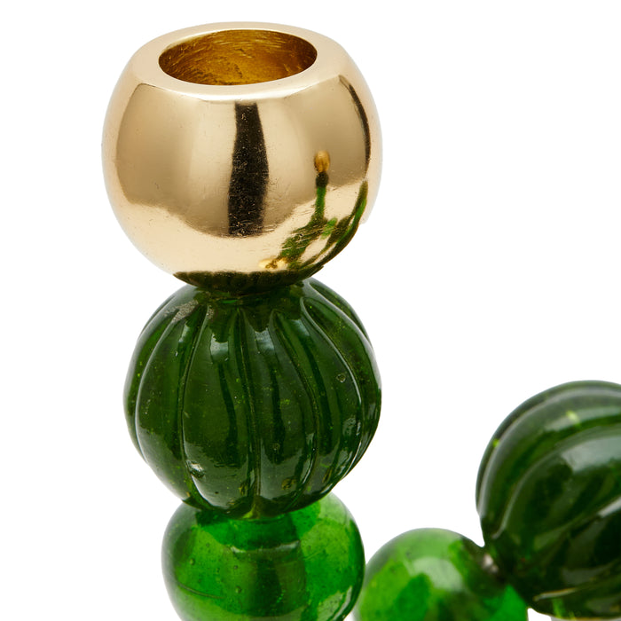 POLSPOTTEN Beads Kandelaar H 38 cm - Donkergroen