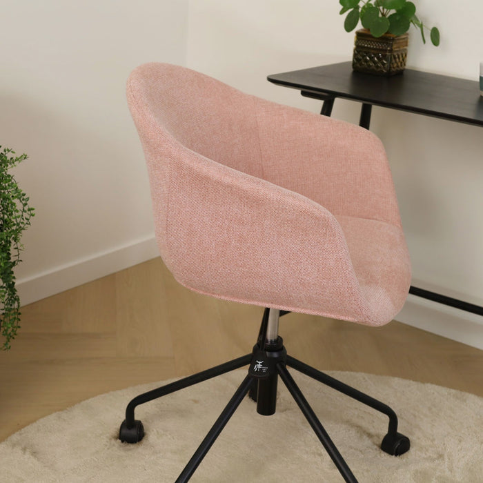 Nolon Nout-Otis Bureaustoel Zacht Roze - Armleuningen - Zwart