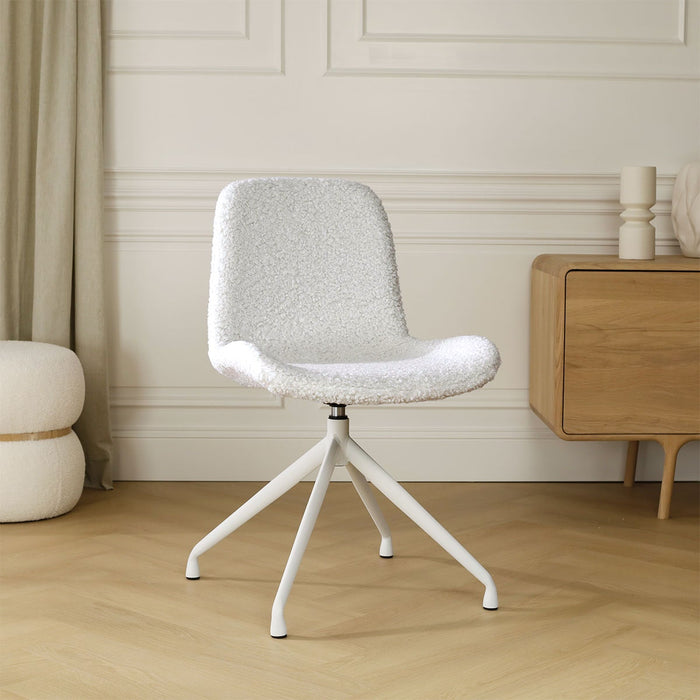 Nolon Nola-Fé Eetkamerstoel Teddy Wit - Draaibaar Wit Onderstel
