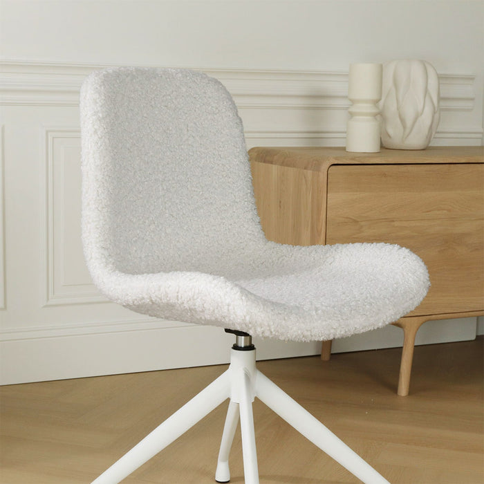 Nolon Nola-Fé Eetkamerstoel Teddy Wit - Draaibaar Wit Onderstel