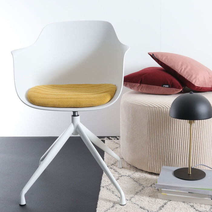 Nolon Nola-Liz Eetkamerstoel Wit - Okergeel - Draaibaar - Wit