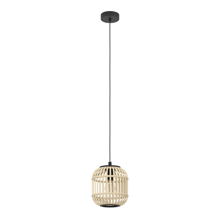 EGLO Bordesley Hanglamp - 1 lichts - Ø21cm. - E27 - Zwart|bamboo