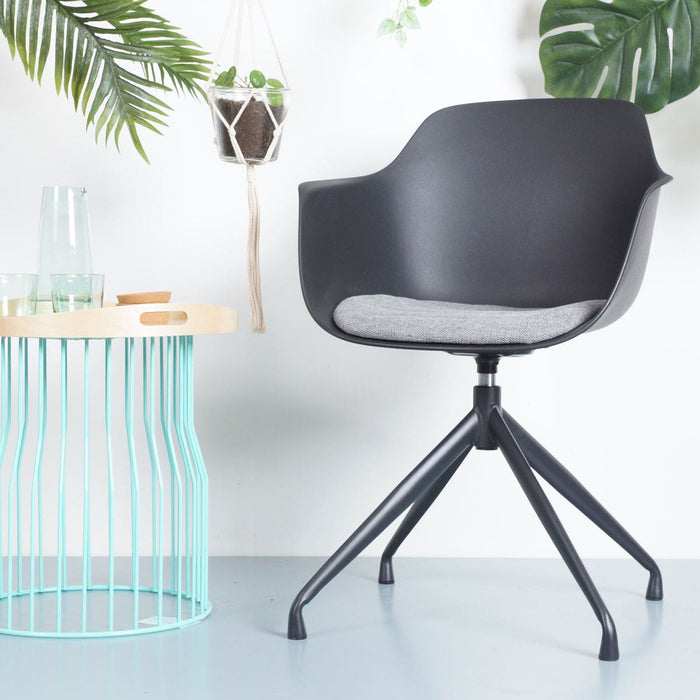 Nolon Nola-Liz Eetkamerstoel Zwart - Lichtgrijs - Draaibaar - Zwart