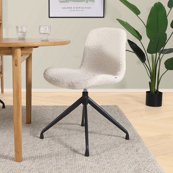 Nolon Nola-Fé Eetkamerstoel Teddy Wit - Draaibaar Zwart Onderstel